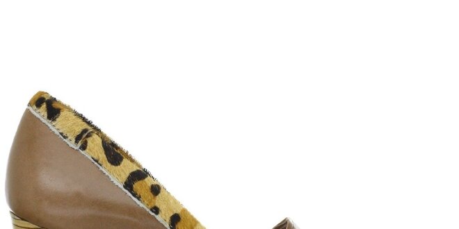 Dámské leopardí mokasíny na podpatku Via Uno