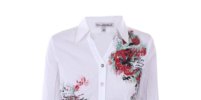 Dámská bílá košile s barevným potiskem Emma Pernelle