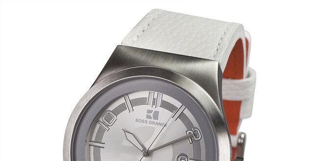 Pánské hodinky s bílým koženým páskem Hugo Boss