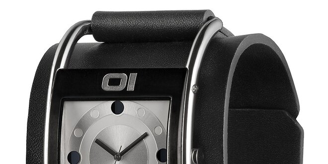 Pánské černé náramkové hodinky se stříbrným ciferníkem The One