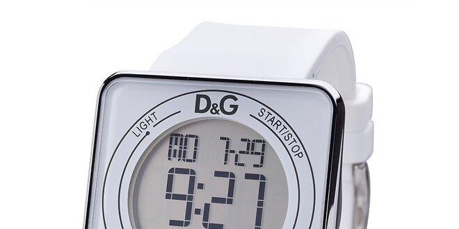 Bílé digitální hodinky s hranatým ciferníkem Dolce & Gabbana