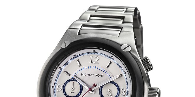 Pánské stříbrné hodinky s chronografem a modrými prvky Michael Kors