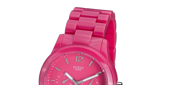 Dámské sytě růžové hodinky Guess