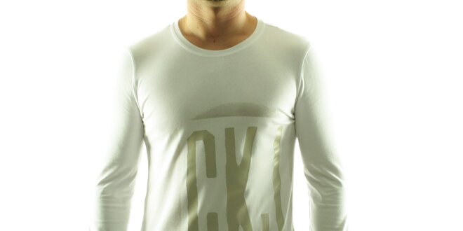 Pánské bílé tričko Calvin Klein s šedivým potiskem