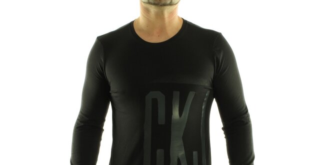 Pánské černé tričko Calvin Klein s šedivým potiskem