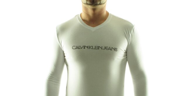 Pánské bílé tričko Calvin Klein s kamínky
