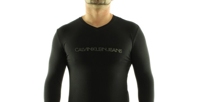 Pánské černé tričko Calvin Klein s kamínky