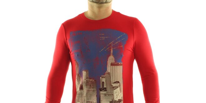 Pánské červené tričko Calvin Klein s barevným potiskem