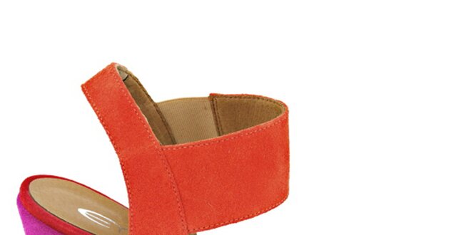 Dámské červeno-fuchsiové sandálky na platformě Eye