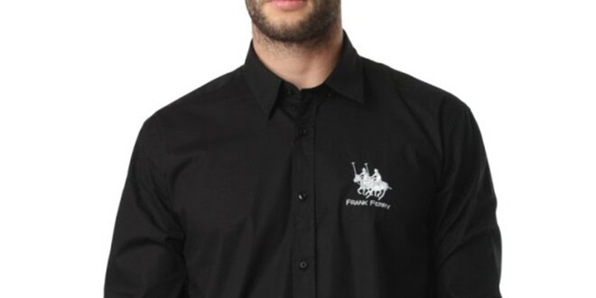 Pánská černá košile s dlouhým rukávem Frank Ferry