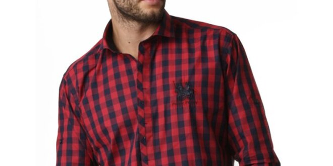Pánská červeno-modrá kostkovaná košile Frank Ferry