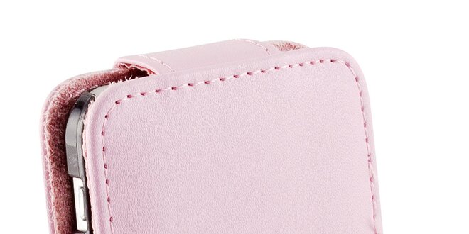 Růžové zaklapovací koženkové pouzdro pro iPhone 5C