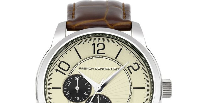 Pánské stříbrné hodinky se světlým ciferníkem French Connection