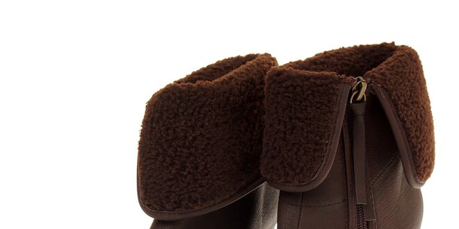 Dámské čokoládově hnědé boty Buffalo na vysokém klínku