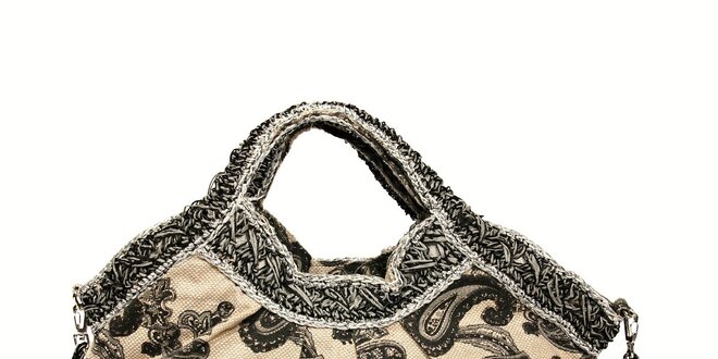 Textilní kabelka značky Siva v černým vzorem