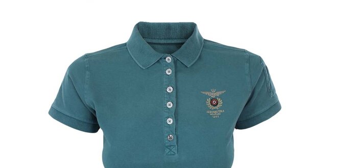 Dámské tyrkysové polo tričko s výšivkou Aeronautica Militare