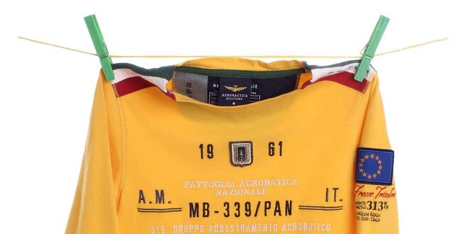 Dětské žluté tričko s nápisem Aeronautica Militare