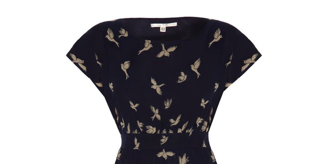 Dámské tmavomodré šaty s ptáčky Uttam Boutique