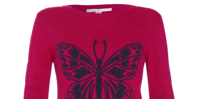 Dámský malinový svetřík s motýlkem Uttam Boutique