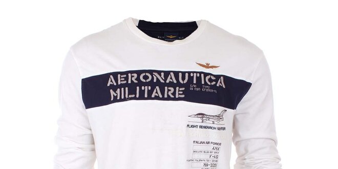 Pánské bílé tričko s nápisem Aeronautica Militare