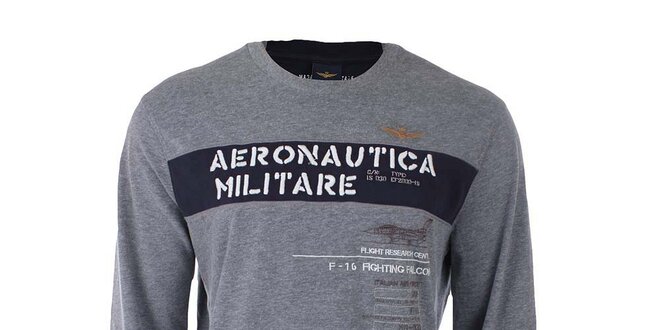 Pánské šedé tričko s nápisem Aeronautica Militare