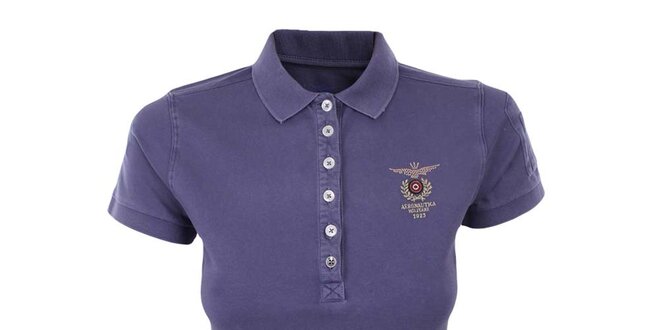 Dámské fialové polo tričko s výšivkou Aeronautica Militare