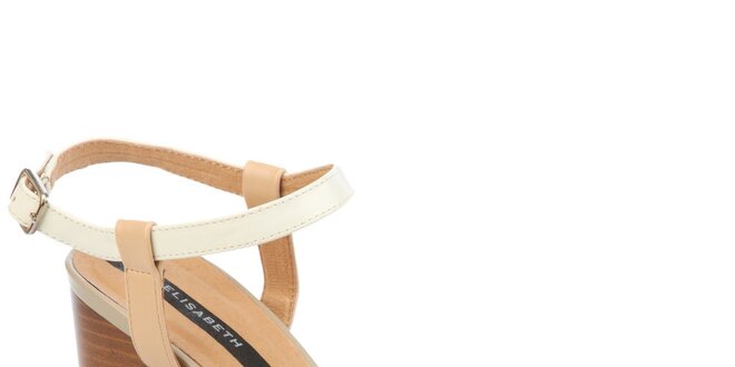 Dámské smetanové sandálky na podpatku Elisabeth