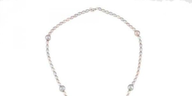 Dámský perlový náhrdelník se stříbrným krystalem Orchira