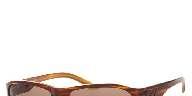 Pánské žíhané hnědo-žluté sluneční brýle Calvin Klein