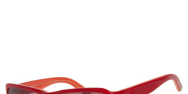 Dámské červené sluneční brýle s mahagonovými skly Calvin Klein