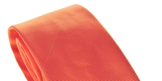 Pánská oranžová kravata s proužky Marsanpiel
