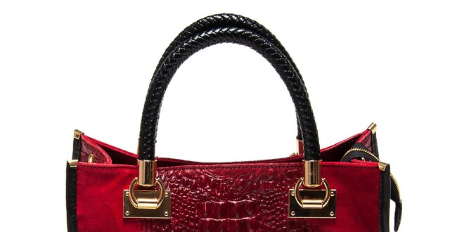 Dámská červená kabelka s krokodýlím vzorem Carla Ferreri