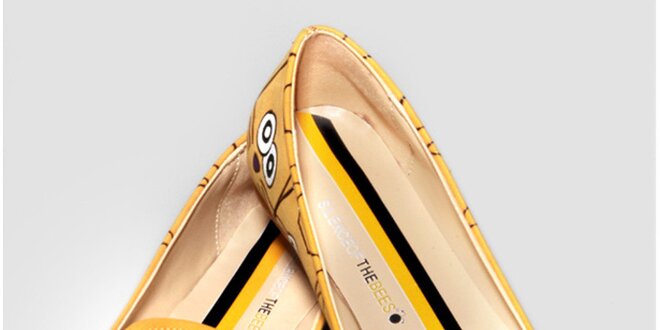 Dámské žluté loafers s veselým potiskem The Bees