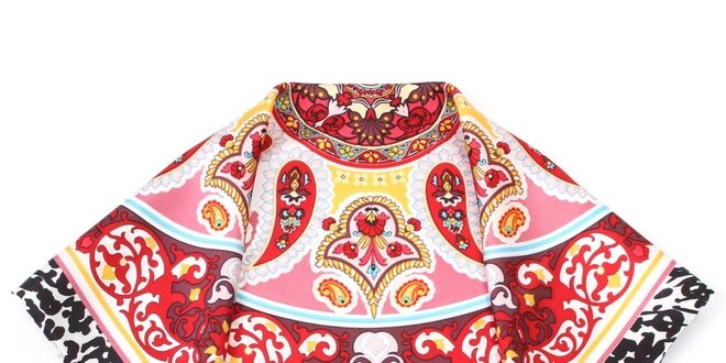 Dámský hedvábný šátek s červeným vzorem Fraas