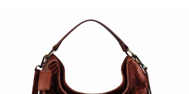 Dámská hnědá kožená kabelka s potiskem POON Bags