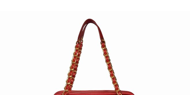 Dámská červená prošívaná kabelka s třásněmi POON Bags