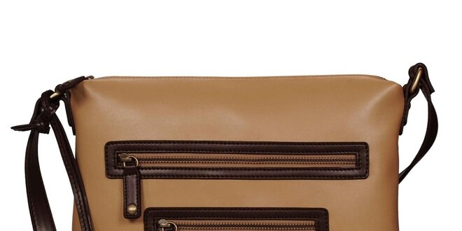 Dámská béžová kabelka s hnědými lemy POON Bags