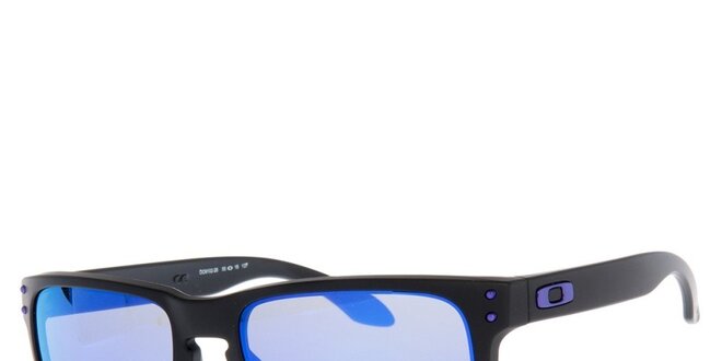 Hranaté černé sluneční brýle s fialovými skly Oakley