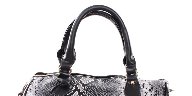 Dámská šedo-černá kabelka s hadím motivem London Fashion