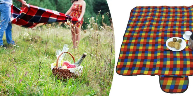 Pikniková fleecová deka skladatelná v pohodlnou tašku