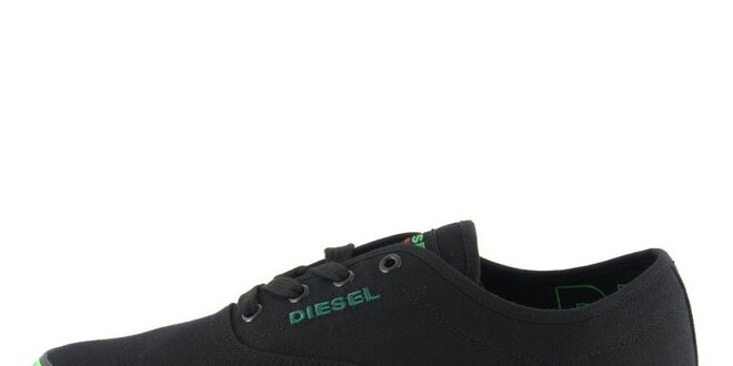 Pánské černé tenisky se zelenou podrážkou Diesel