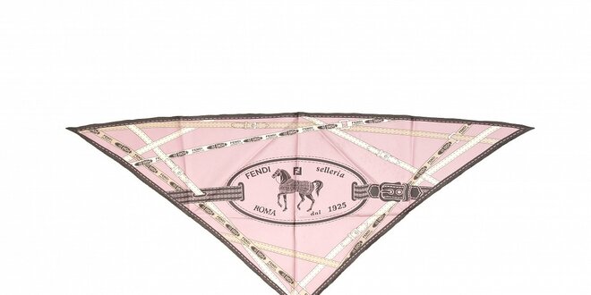 Světle růžovofialový šátek Fendi s motivem koně