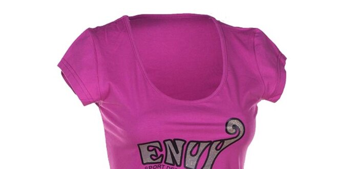 Dámské růžové bavlněné tričko s krátkým rukávem Envy