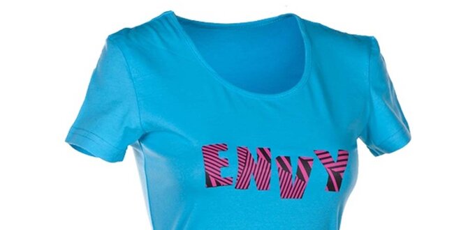 Dámské modré tričko s nápisem Envy