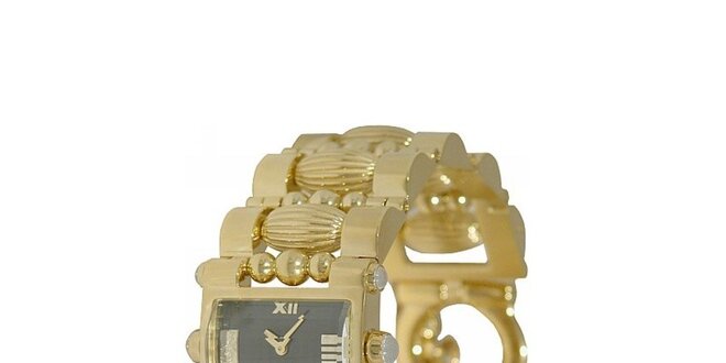 Dámské zlaté hodinky Gianfranco Ferré s černým ciferníkem