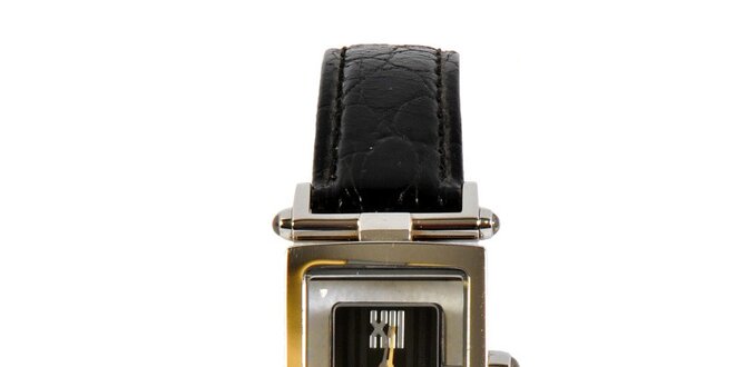 Dámské ocelové hodinky Gianfranco Ferré s černým koženým řemínkem