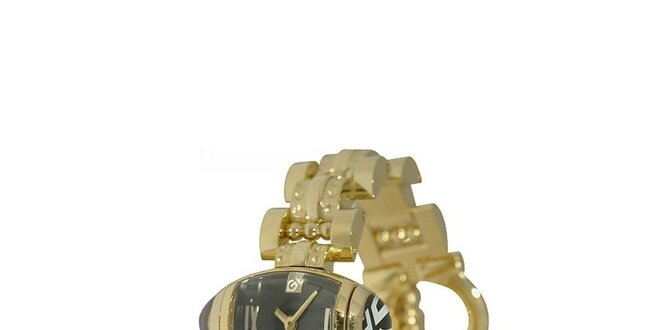 Dámské zlaté náramkové hodinky Gianfranco Ferré s černým ciferníkem