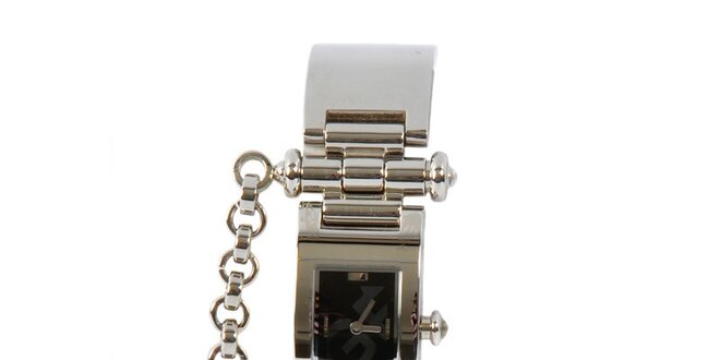 Dámské ocelové hodinky Gianfranco Ferré s řetízkem a černým ciferníkem
