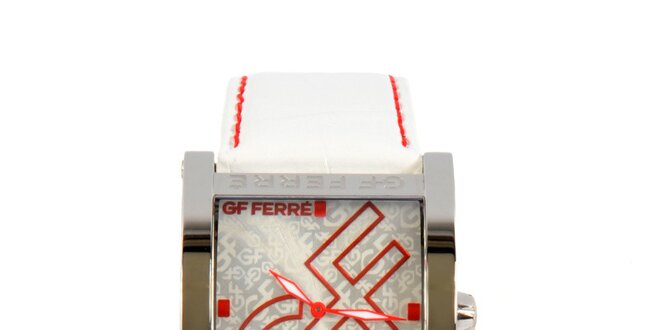 Dámské ocelové hodinky Gianfranco Ferré s červenými detaily a bílým řemínkem