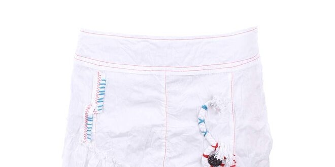 Dámská bílá sukně s asymetrickým střihem a mačkaným povrchem Dislay DY Design